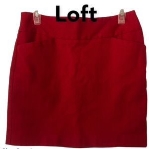 Loft Red Cotton Textured Mini-Skirt size 4